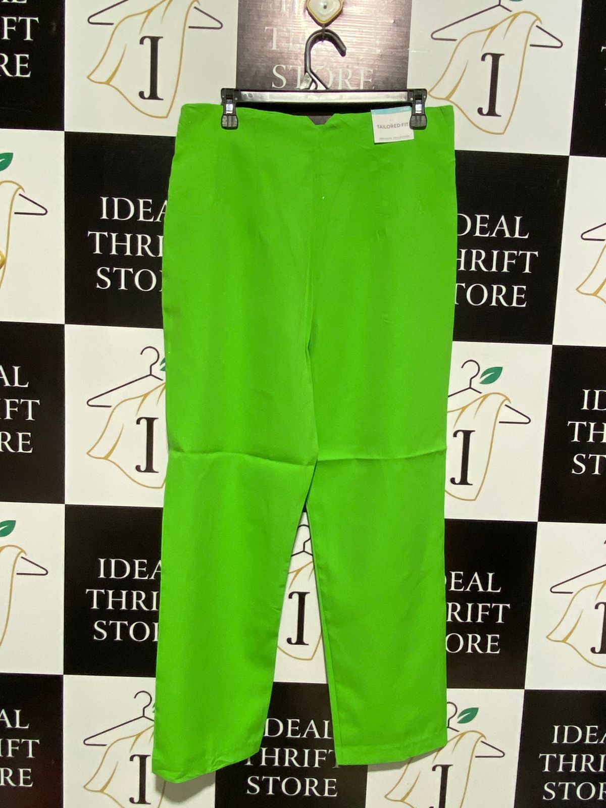 SINSAY |L| WAIST 32| VIBRANT LIME GREEN HIGH-WAISTED TAILORED TROUSERS