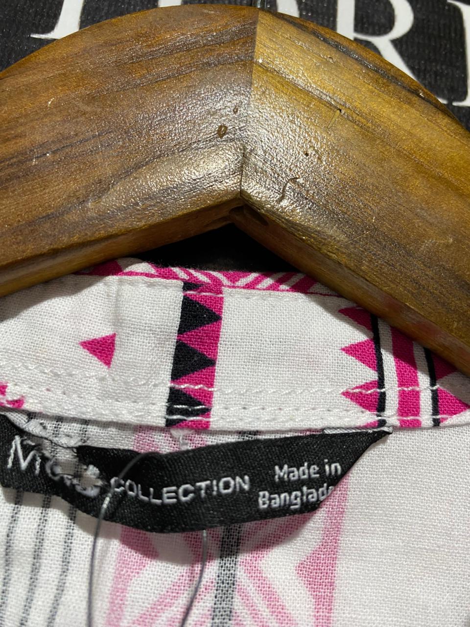 MAS COLLECTION |L| BUST 20| PINK ETHNIC PRINT HI-LOW SHIRT DRESS