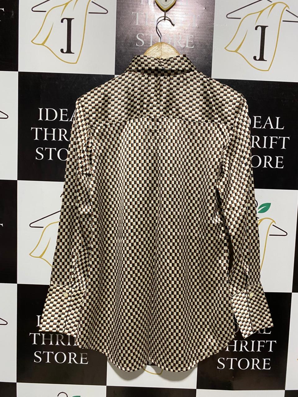 H&M |M| BUST 19| VINTAGE-STYLE GEOMETRIC PRINT SATIN SHIRT