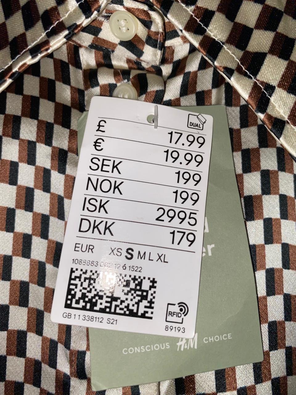 H&M |M| BUST 19| VINTAGE-STYLE GEOMETRIC PRINT SATIN SHIRT