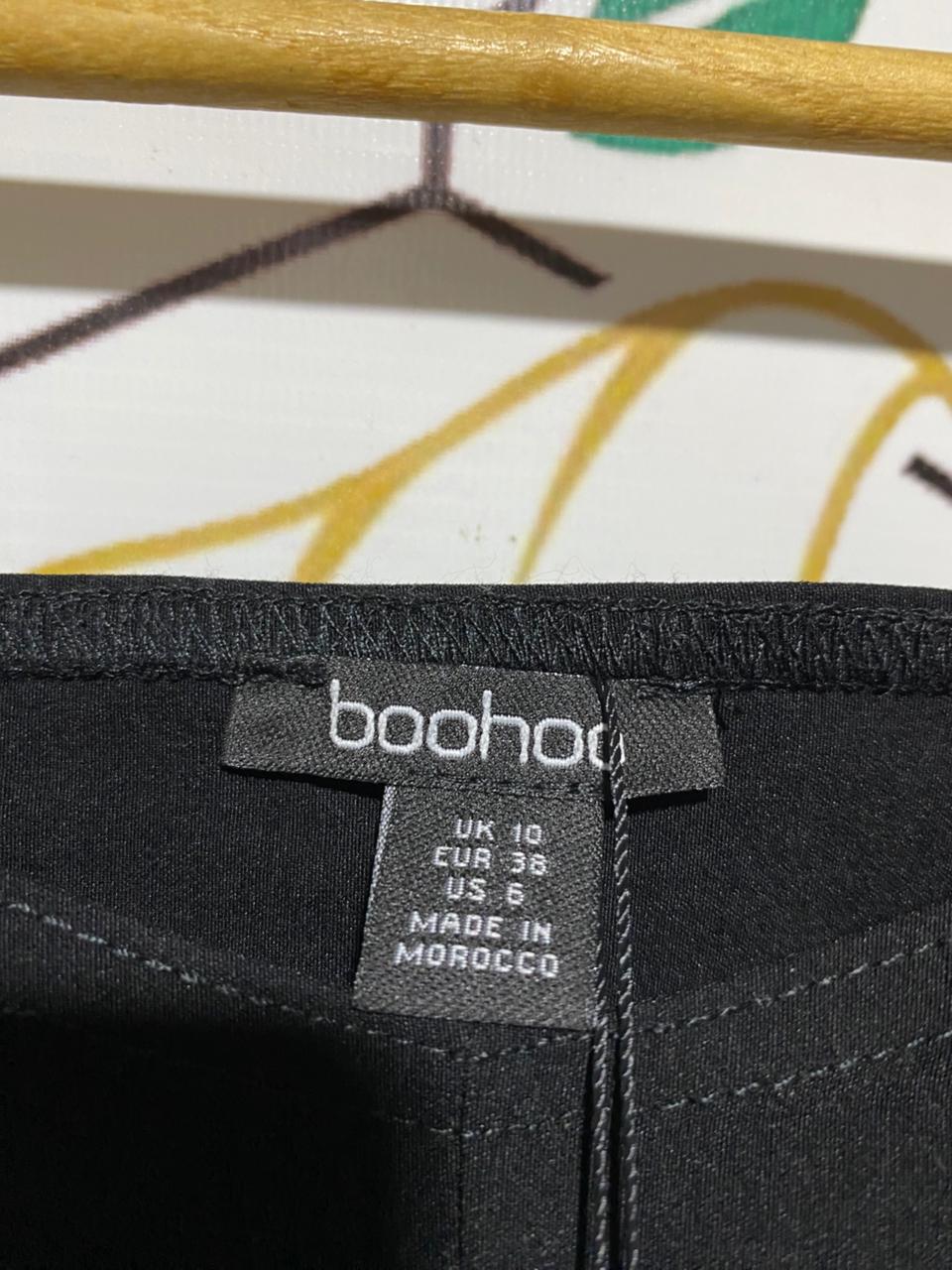 BOOHOO |S| BUST 14| BLACK OFF-THE-SHOULDER CORSET CROP TOP