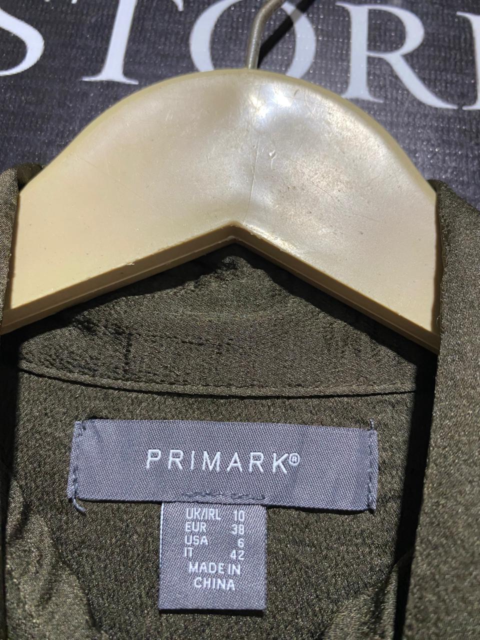 PRIMARK |M| BUST 21| OLIVE GREEN SATIN MAXI SHIRT DRESS