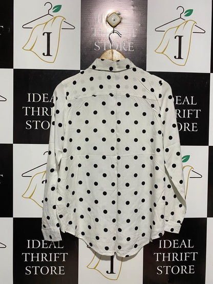 SINSAY |L| BUST 21| BLACK AND WHITE POLKA DOT SHIRT