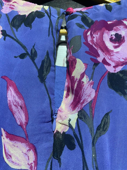 SLNY |L| BUST 19|C4| Romantic Vintage-Style Floral Tapestry Zip-Front Maxi Dress