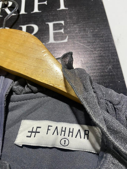 FAHHAR |M| BUST 16| VINTAGE-STYLE CHARCOAL GREY SHIMMER MAXI DRESS