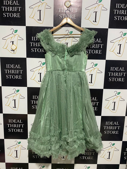 LADONA CELLA |L| BUST 18|C5| WHIMSICAL SAGE GREEN TULLE PARTY DRESS