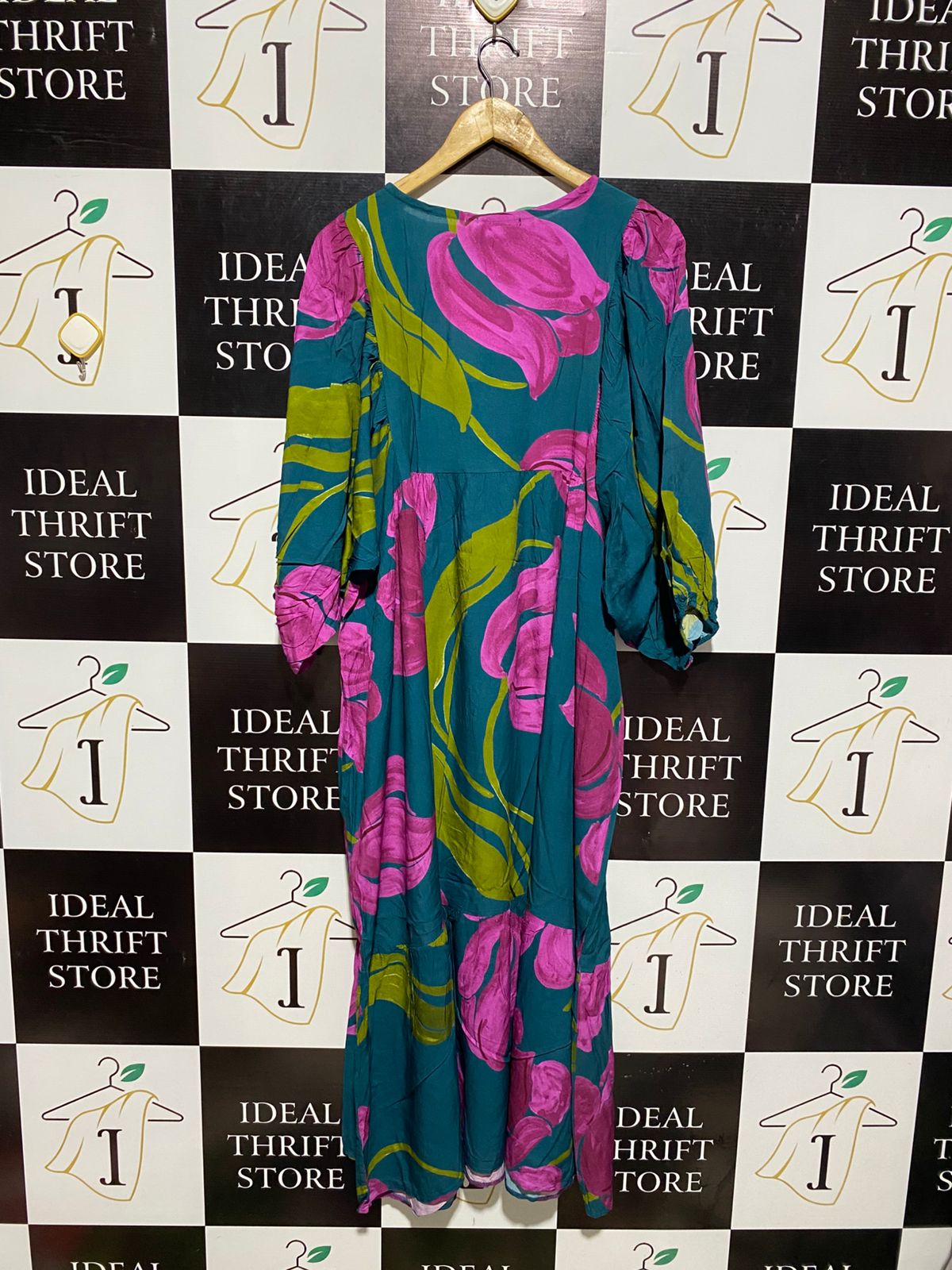 CARINA RICCI |L| BUST FREE|C4|VIBRANT TEAL AND MAGENTA FLORAL MAXI DRESS