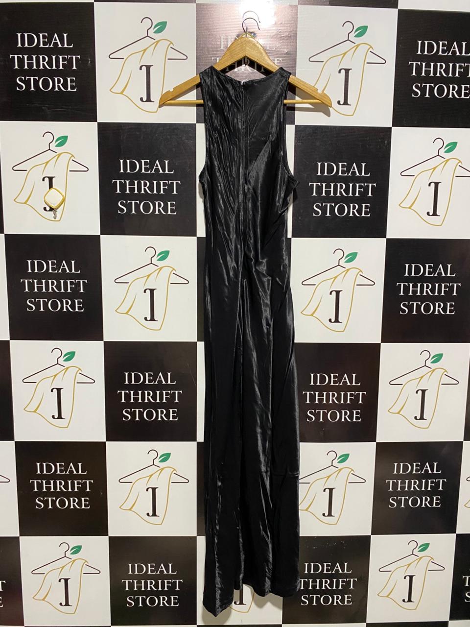 KAREN MILLEN |S| BUST 14| VINTAGE-STYLE CHARCOAL GREY SHIMMER MAXI DRESS