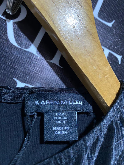 KAREN MILLEN |S| BUST 14| VINTAGE-STYLE CHARCOAL GREY SHIMMER MAXI DRESS