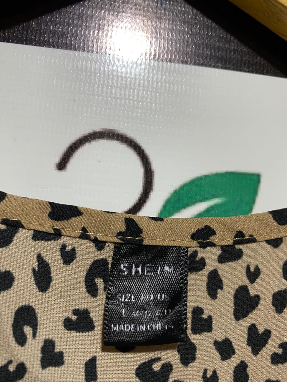 SHEIN |L| BUST 18| C6| TAN DALMATIAN PRINT MAXI DRESS WITH SMOCKED WAIST