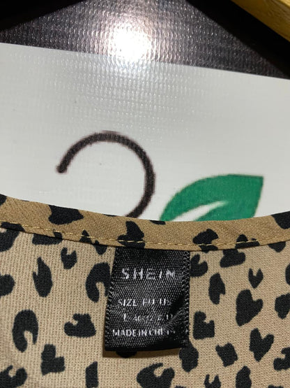 SHEIN |L| BUST 18| C6| TAN DALMATIAN PRINT MAXI DRESS WITH SMOCKED WAIST