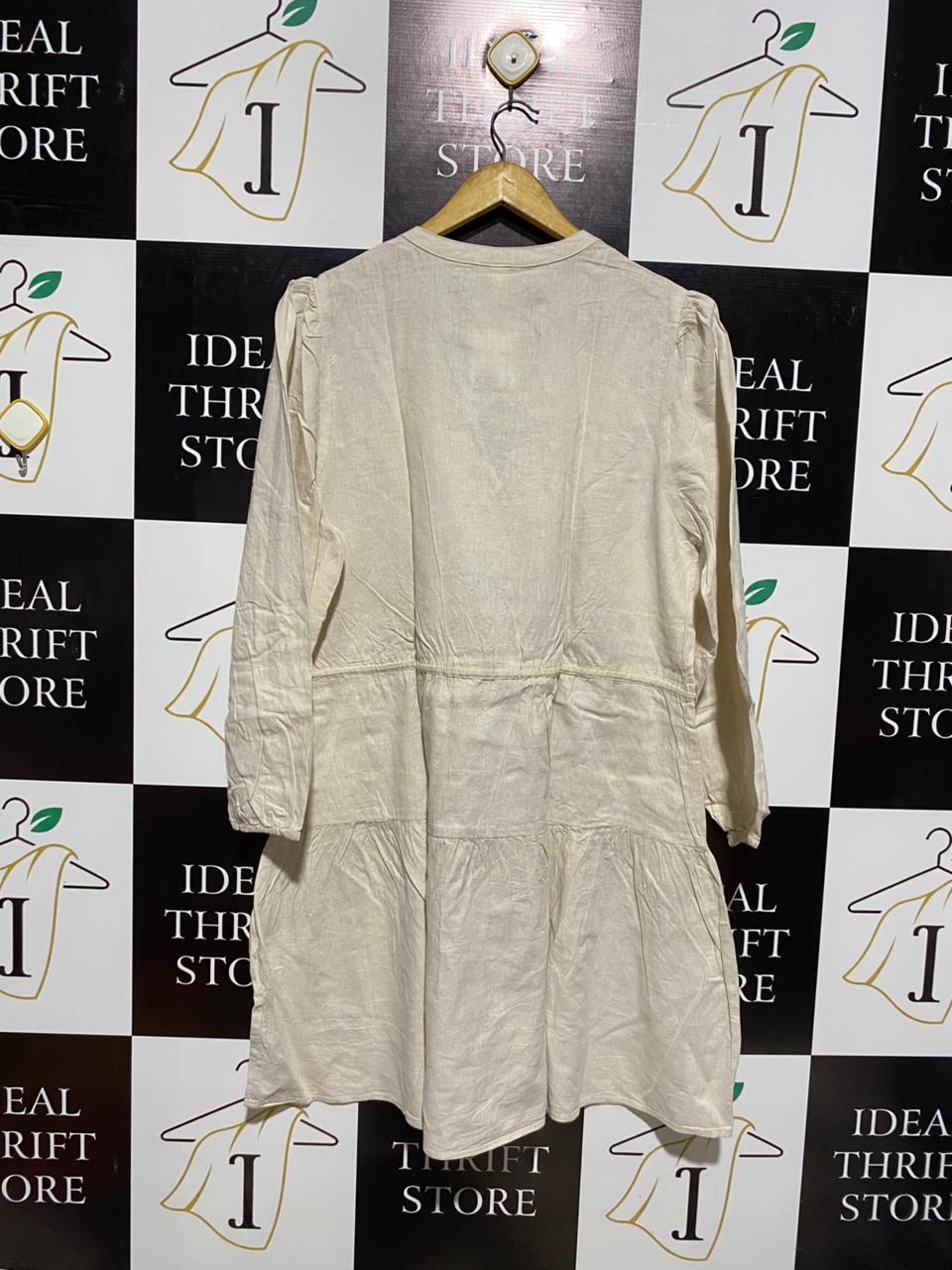 H&M |M| BUST 21| NATURAL LINEN-BLEND TIERED MINI DRESS