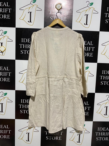 H&M |M| BUST 21| NATURAL LINEN-BLEND TIERED MINI DRESS