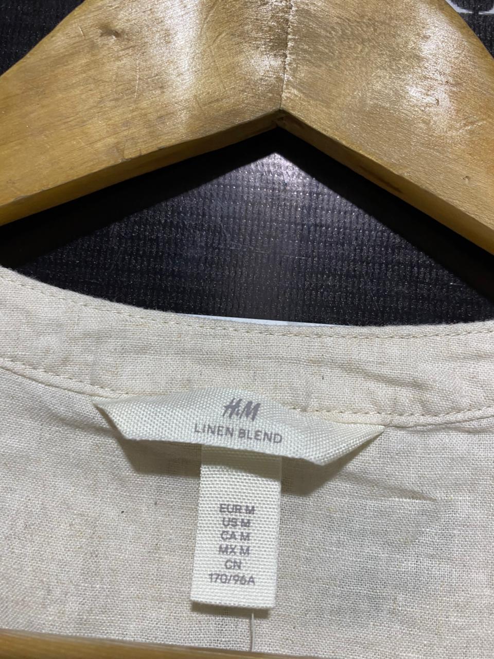 H&M |M| BUST 21| NATURAL LINEN-BLEND TIERED MINI DRESS