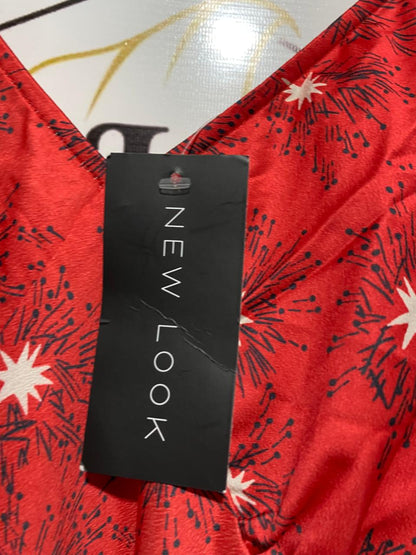NEW LOOK |M| BUST 16| C6|  RADIANT RED CELESTIAL PRINT MAXI DRESS