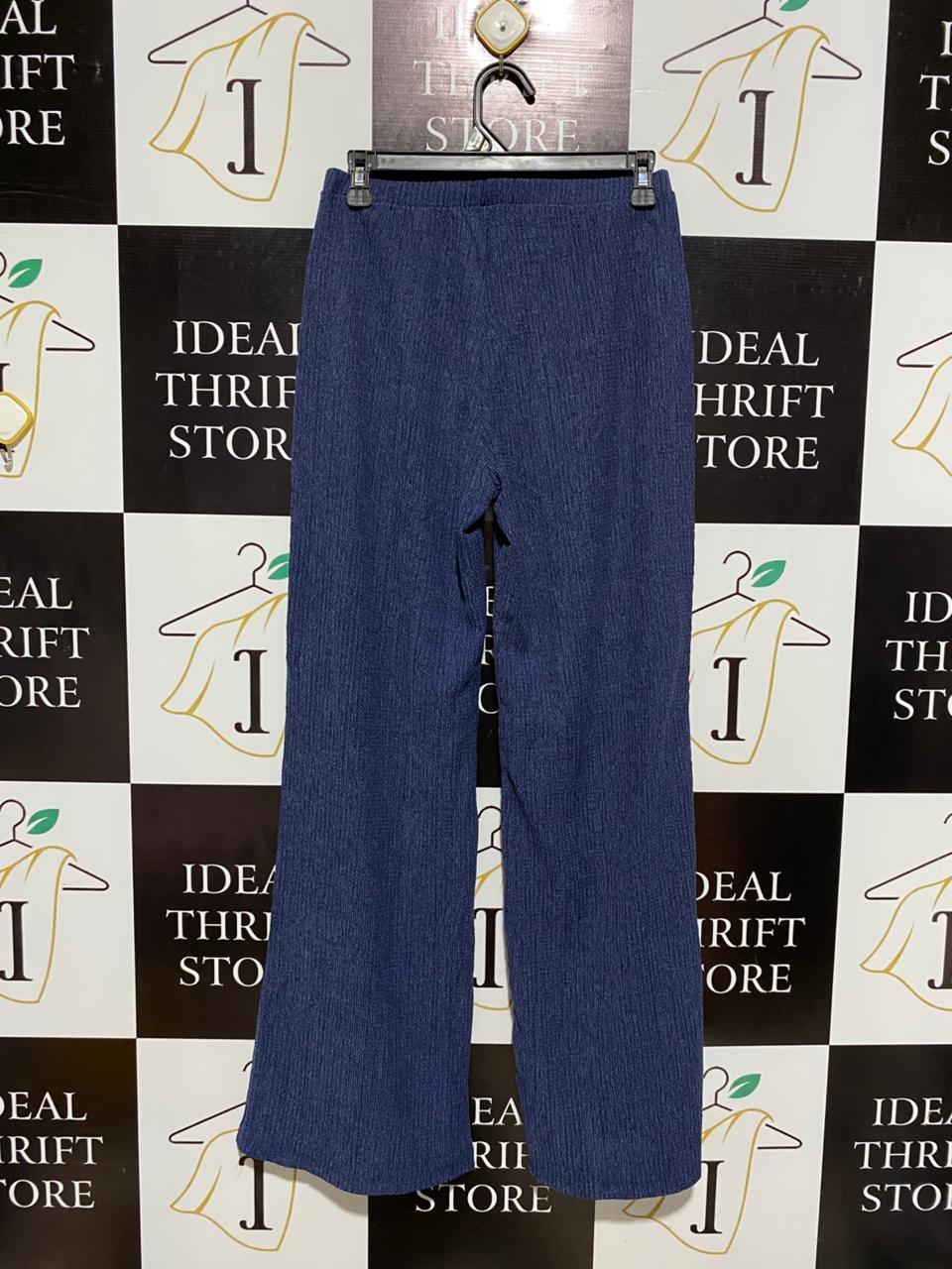 ADDAX |M| WAIST 26| C8| BLUE TEXTURED WIDE-LEG PANTS