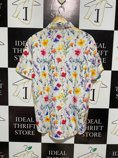 MANFINITY |L| BUST 22| VIBRANT WILDFLOWER PRINT SHORT SLEEVE BUTTON-DOWN SHIRT