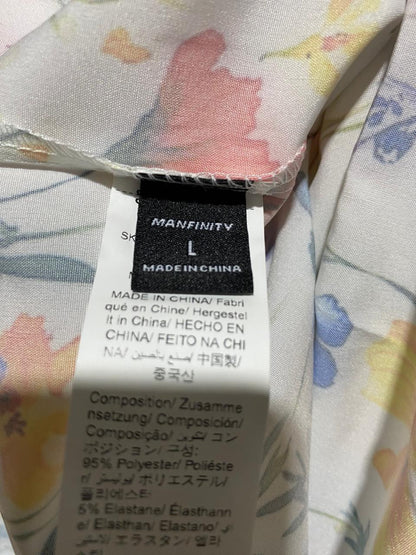 MANFINITY |L| BUST 22| VIBRANT WILDFLOWER PRINT SHORT SLEEVE BUTTON-DOWN SHIRT