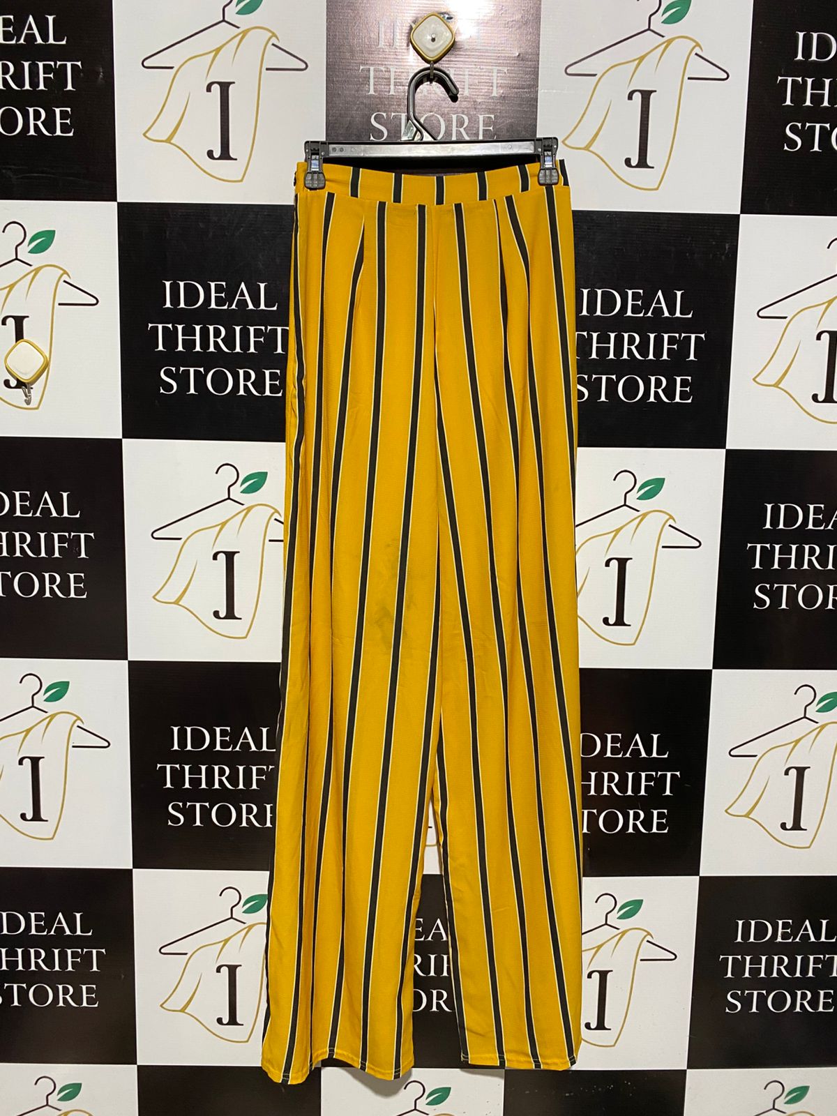 I SAW IT FIRST |M| WAIST 26| MUSTARD YELLOW STRIPED WIDE-LEG TROUSERS