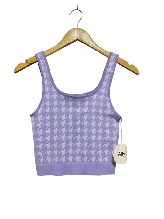 ALLY |S| BUST 13| PURPLE HOUNDSTOOTH KNIT CROP TANK TOP