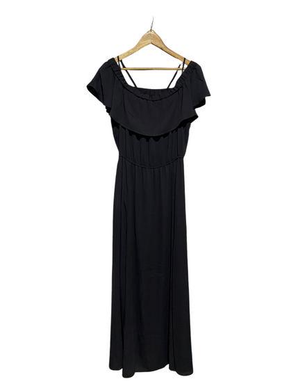 BETTINA LIANO |M| BUST 17| ELEGANT BLACK OFF-THE-SHOULDER MAXI DRESS
