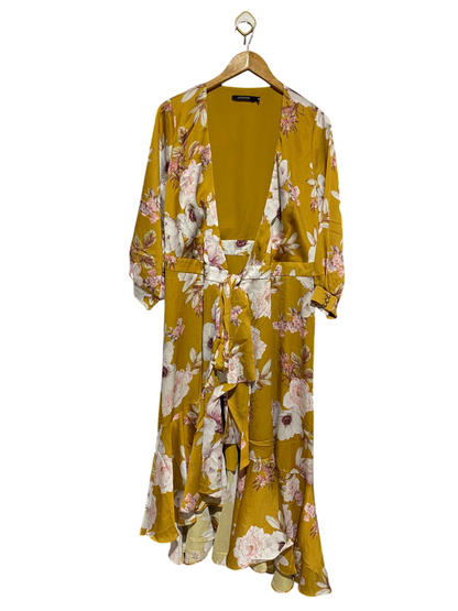 PORTMANS |L| BUST 19| MUSTARD YELLOW FLORAL MAXI DRESS