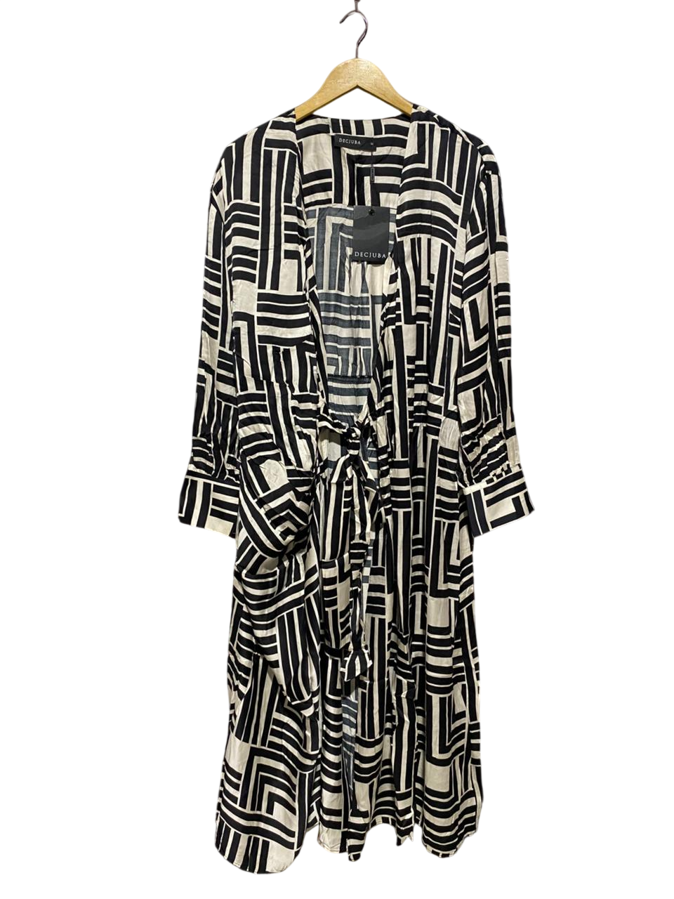 DECJUBA |L| BUST 20| GEOMETRIC MONOCHROME WRAP MIDI DRESS