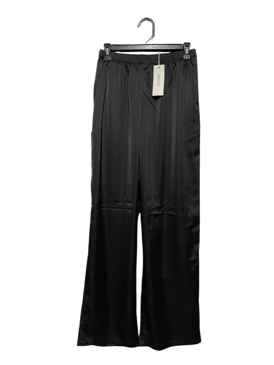 YH & CO |M| WAIST 26| BLACK SATIN WIDE-LEG LOUNGE PANTS