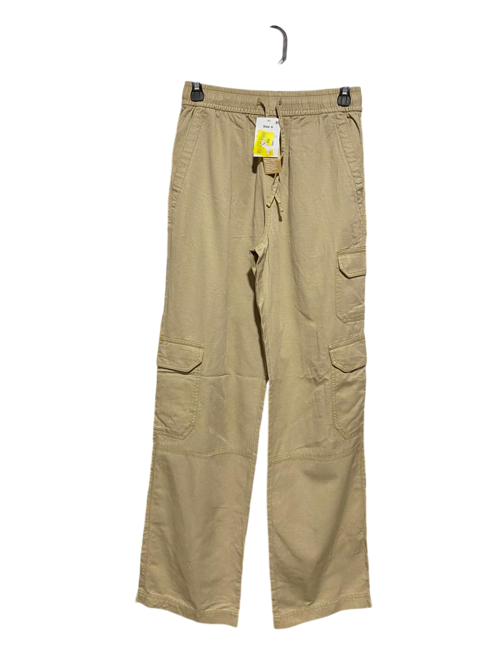 ANKO |M| WAIST 26| KHAKI WIDE-LEG CARGO PANTS WITH DRAWSTRING
