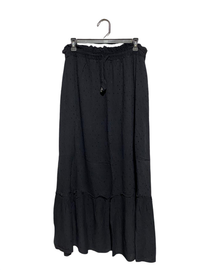 GRACE & CO. |L| WAIST 30| C6| BLACK TEXTURED TIERED MAXI SKIRT
