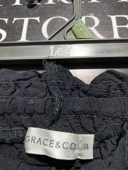 GRACE & CO. |L| WAIST 30| C6| BLACK TEXTURED TIERED MAXI SKIRT