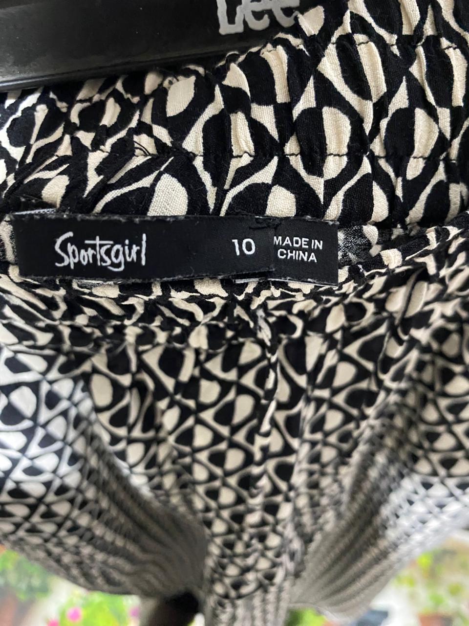 SPORTSGIRL |L| WAIST 30| GEOMETRIC BOHO WIDE-LEG PALAZZO PANTS WITH BORDER HEM