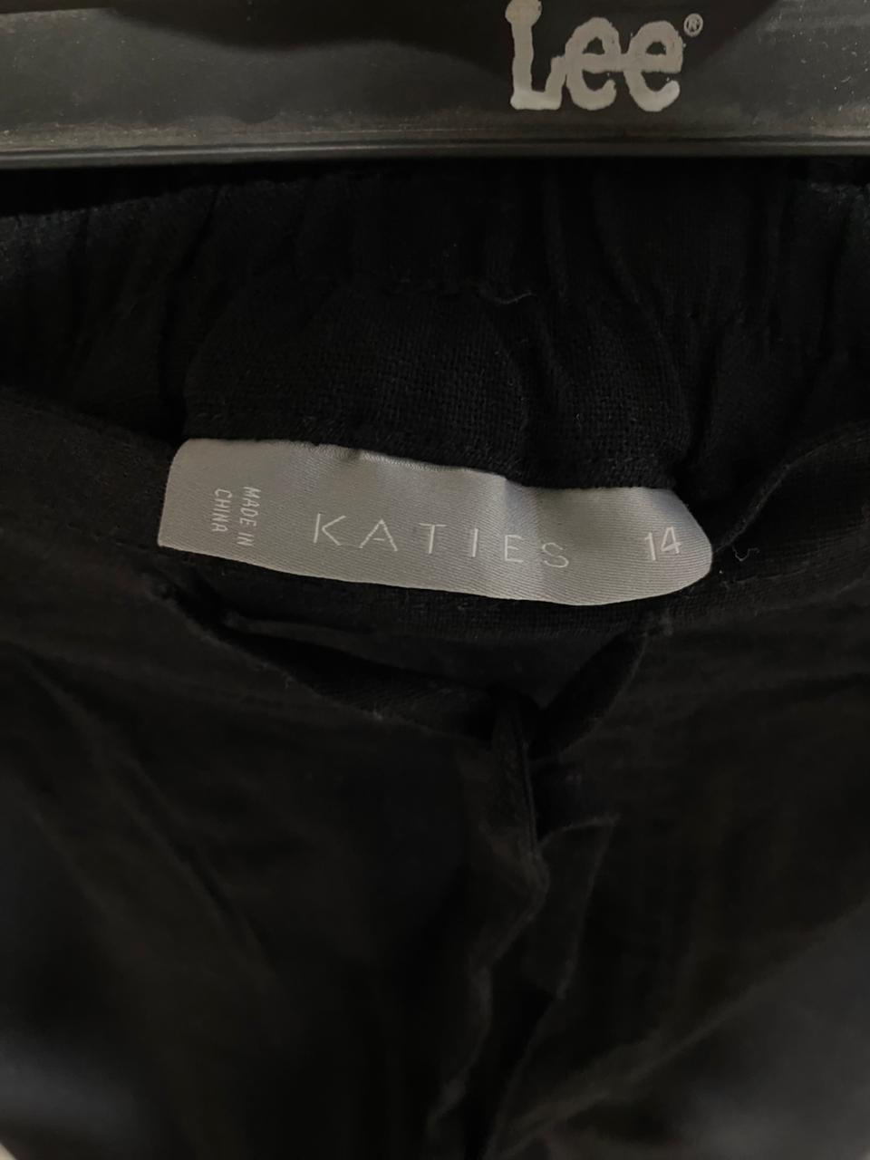KATIES |XL| WAIST 34| BLACK LINEN-BLEND DRAWSTRING CARGO JOGGERS