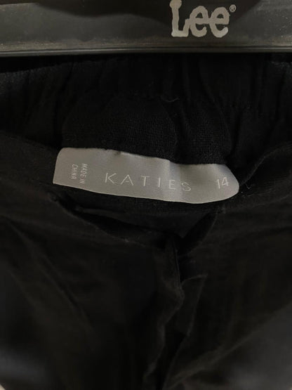 KATIES |XL| WAIST 34| BLACK LINEN-BLEND DRAWSTRING CARGO JOGGERS