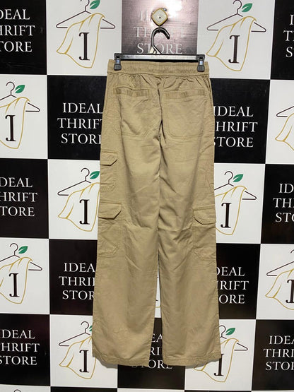 ANKO |M| WAIST 26| KHAKI WIDE-LEG CARGO PANTS WITH DRAWSTRING