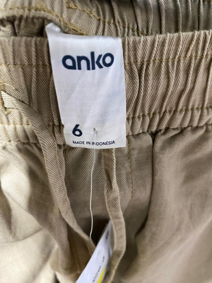 ANKO |M| WAIST 26| KHAKI WIDE-LEG CARGO PANTS WITH DRAWSTRING