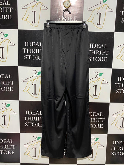 YH & CO |M| WAIST 26| BLACK SATIN WIDE-LEG LOUNGE PANTS