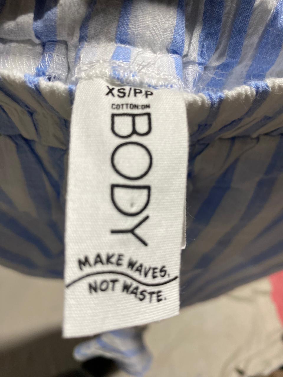 COTTON ON |XS| WAIST 24|C1| BLUE & WHITE VERTICAL STRIPE WIDE-LEG COASTAL PANTS