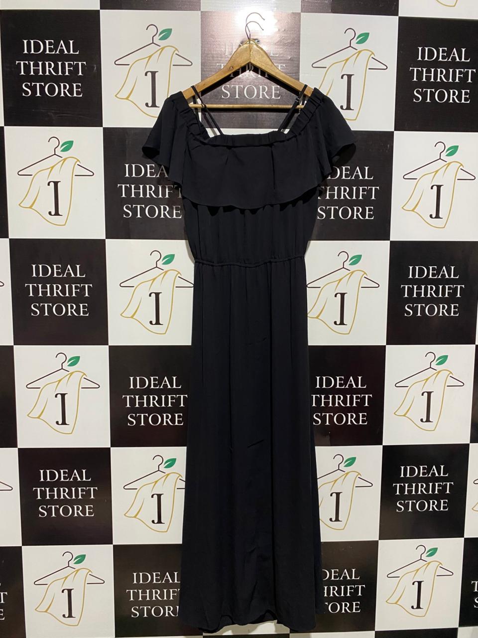 BETTINA LIANO |M| BUST 17| ELEGANT BLACK OFF-THE-SHOULDER MAXI DRESS