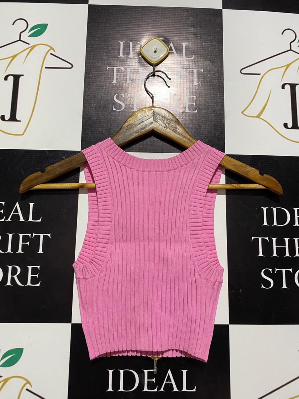 AJE ATHLETICA |XS| BUST 10| WOMEN’S PINK RIBBED KNIT CROP TANK