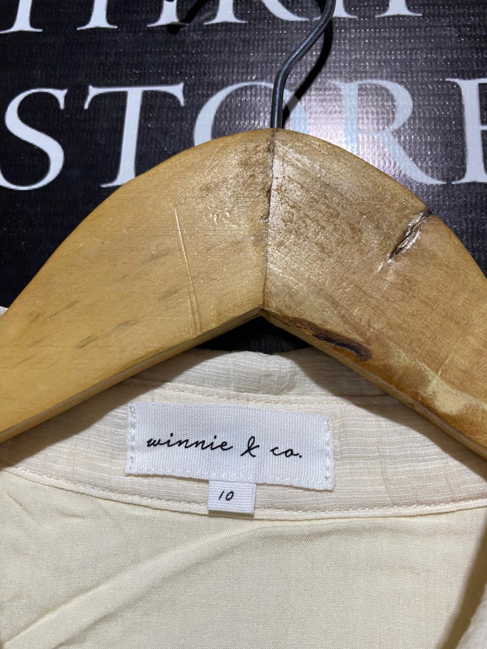 WINNIE & CO |M| BUST 20| CREAM TEXTURED MINI SHIRT DRESS
