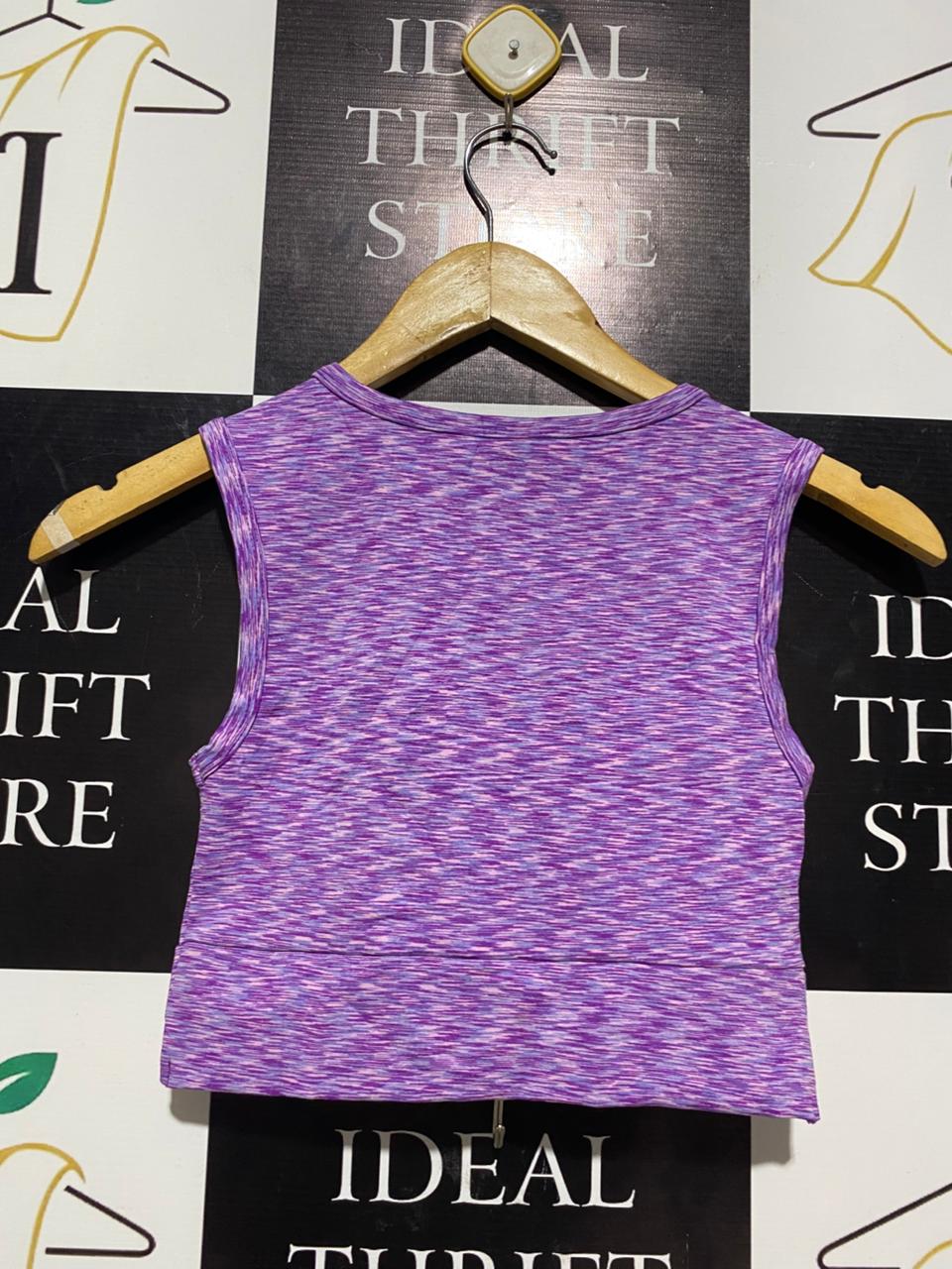 TARGET YOUTH |M| BUST 12| TARGET YOUTH SPORT PURPLE SPACE-DYE TWIST FRONT CROP TOP