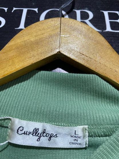 CYRLLYTOGS |L| BUST 17|  C1 |SAGE GREEN MOCK NECK LONG SLEEVE RIBBED TOP