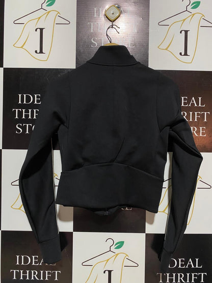 ADIDAS |XS| BUST 17| BLACK FULL-ZIP TRAINING JACKET WITH WHITE PIPING DETAIL
