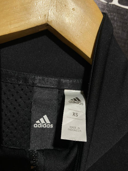 ADIDAS |XS| BUST 17| BLACK FULL-ZIP TRAINING JACKET WITH WHITE PIPING DETAIL
