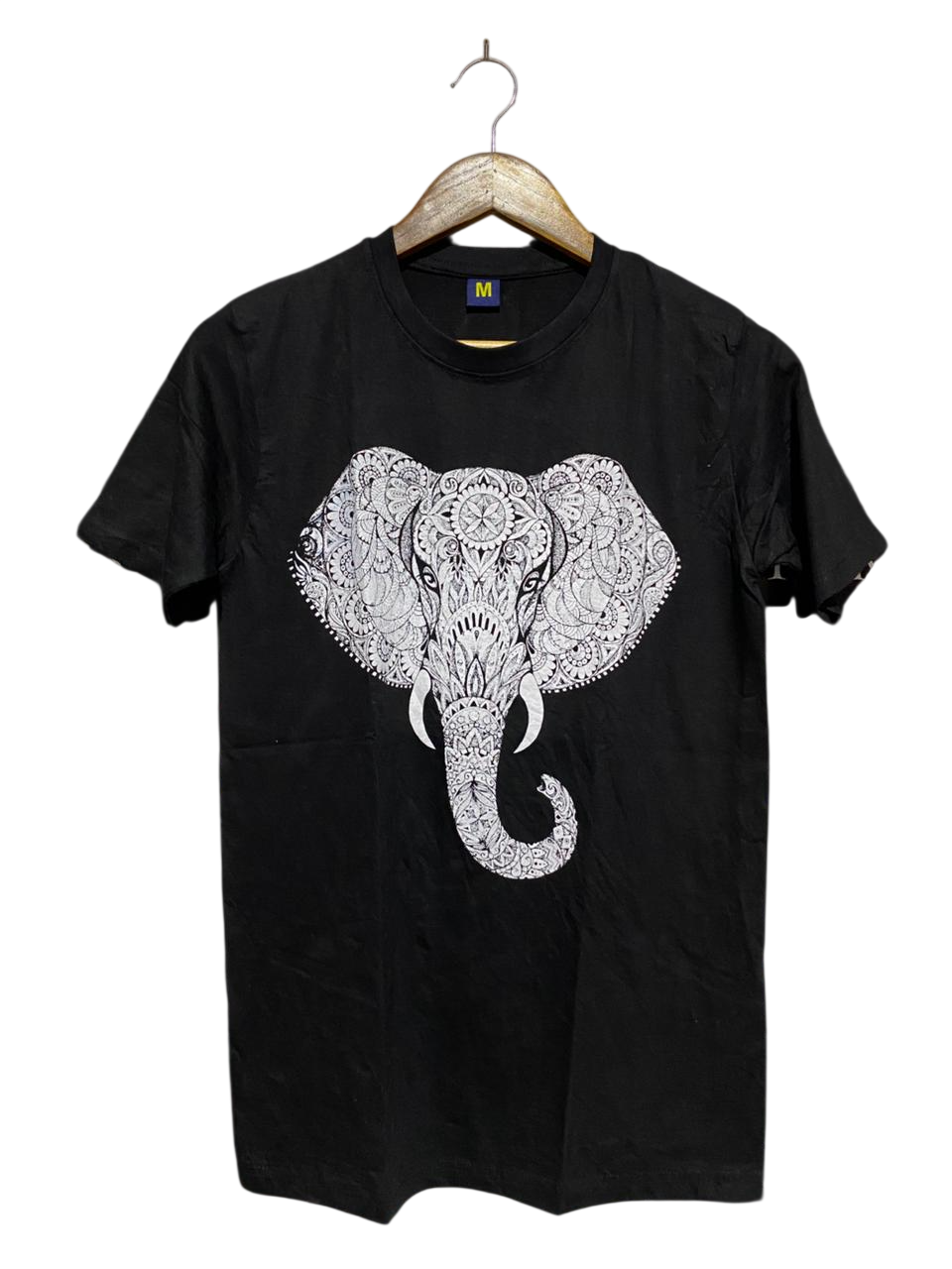 |M| BUST 17| BLACK MANDALA ELEPHANT GRAPHIC T-SHIRT