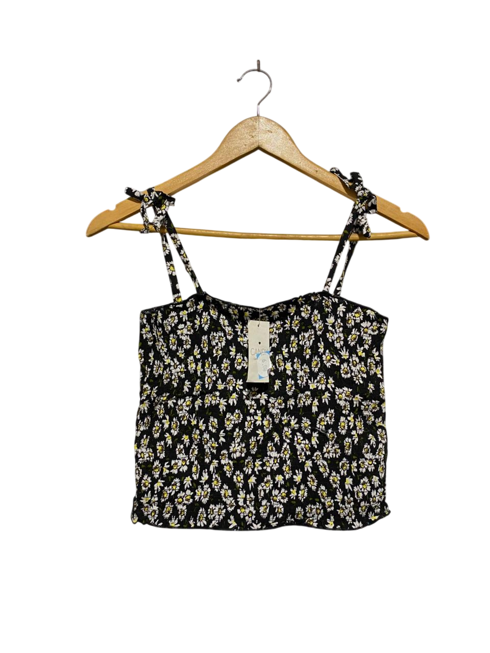 CANDY COUTURE |S| BUST 13| FLORAL DAISY SMOCKED CROP TOP