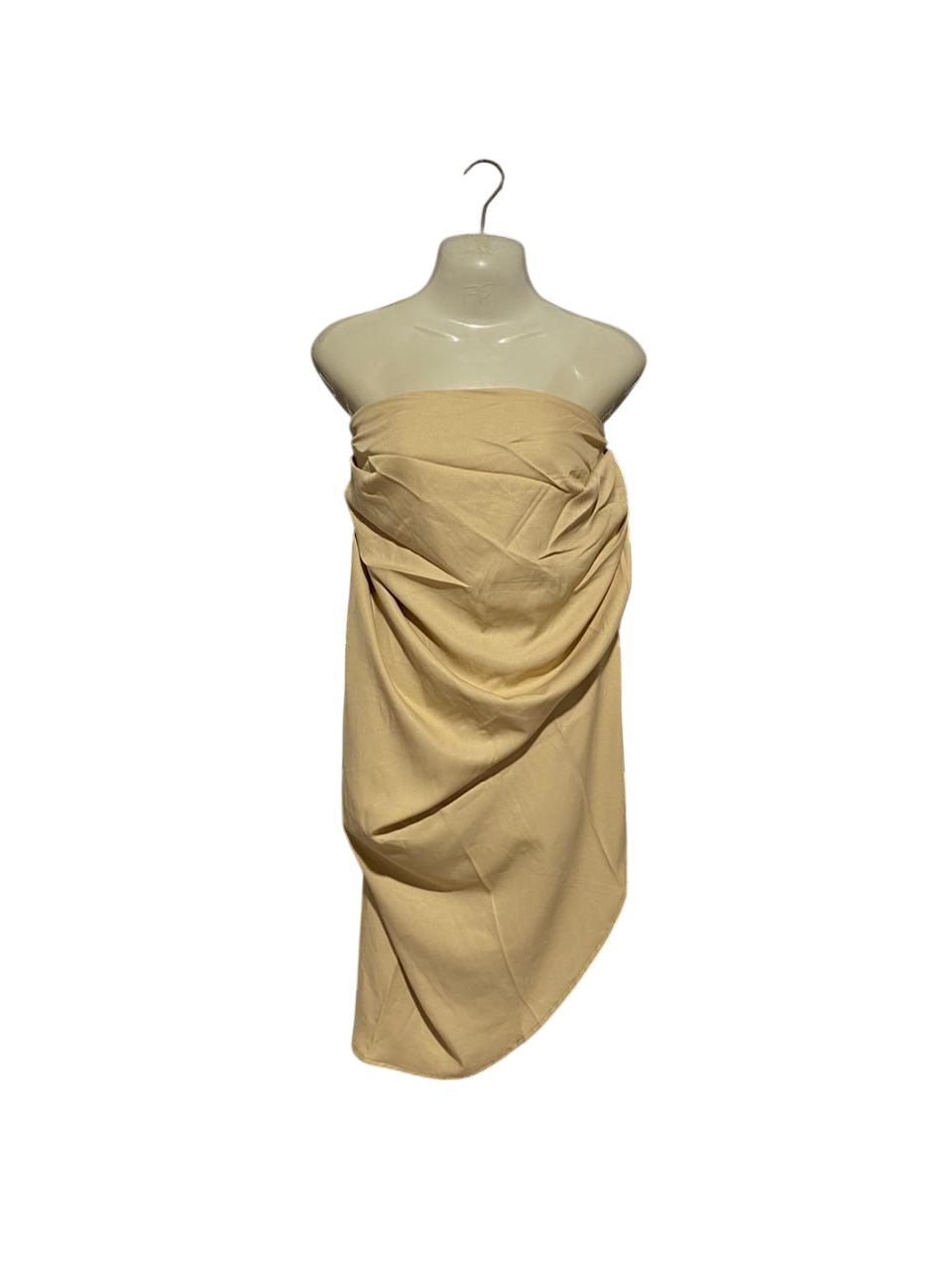 PRETTYLITTLETHING |M| BUST 18| BEIGE DRAPED ASYMMETRICAL STRAPLESS MINI DRESS