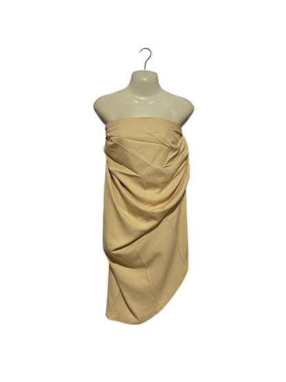 PRETTYLITTLETHING |M| BUST 18| BEIGE DRAPED ASYMMETRICAL STRAPLESS MINI DRESS