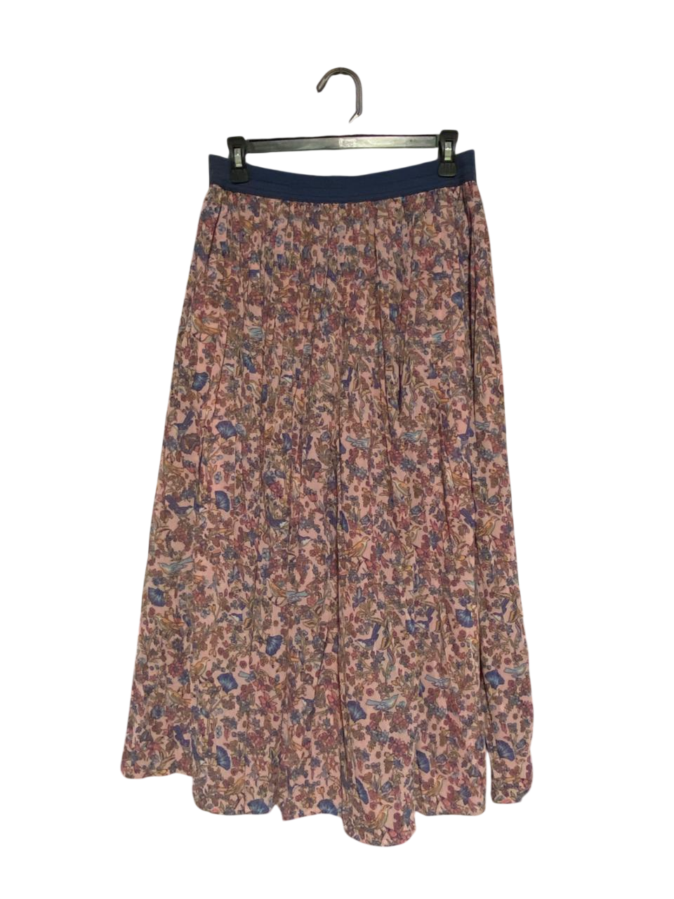 JANLES |M| WAIST 28| C6| PINK FLORAL & BIRD PRINT MAXI SKIRT